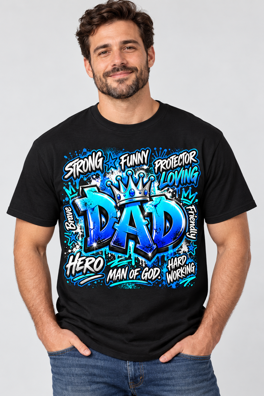 Man modeling the Dad tee from the Teez By G Men's Collection