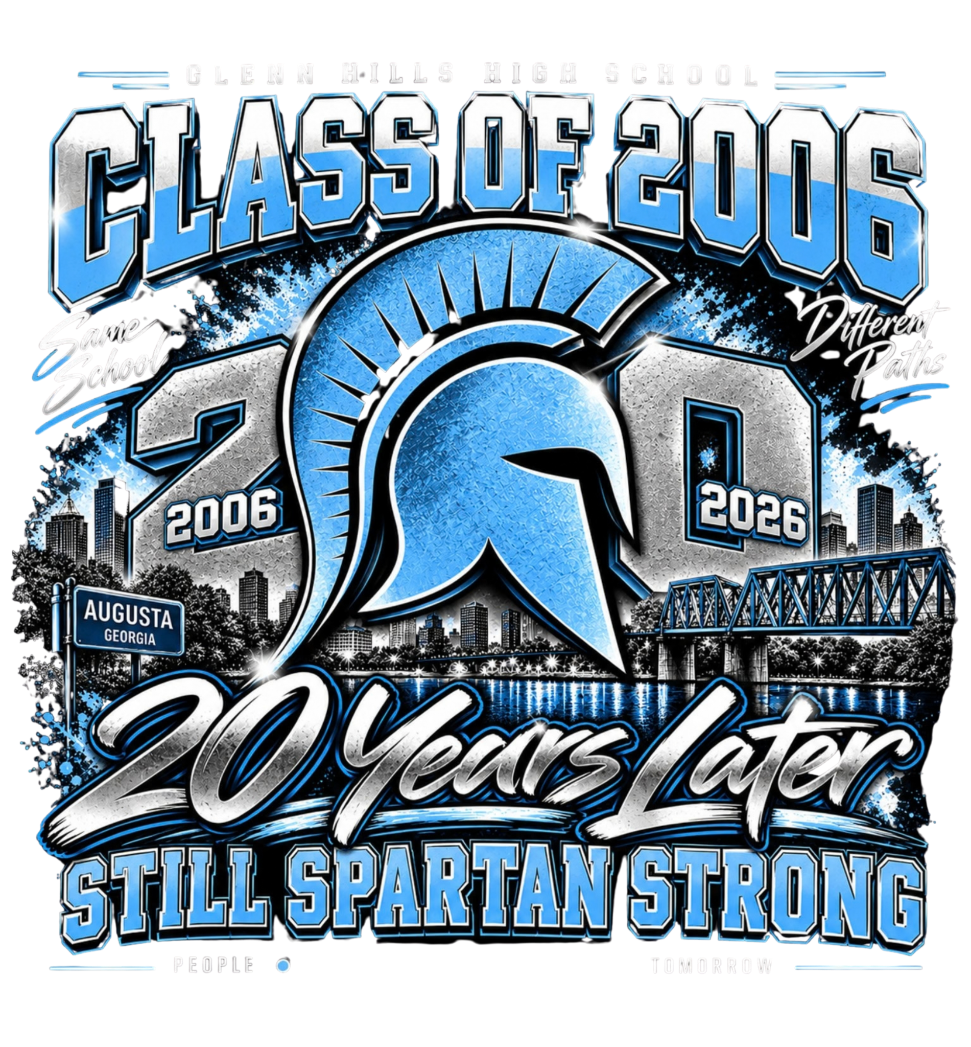 Glenn Hills High School Class of 2006 20 Years Later Still Spartan Strong reunion logo