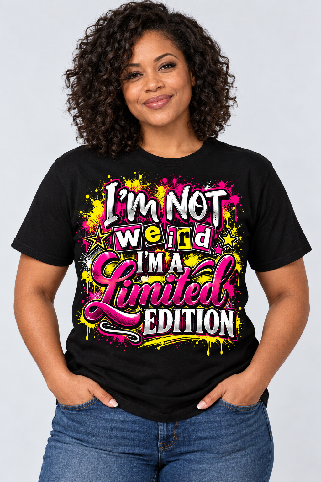 Woman modeling the I'm Not Weird, I'm A Limited Edition tee